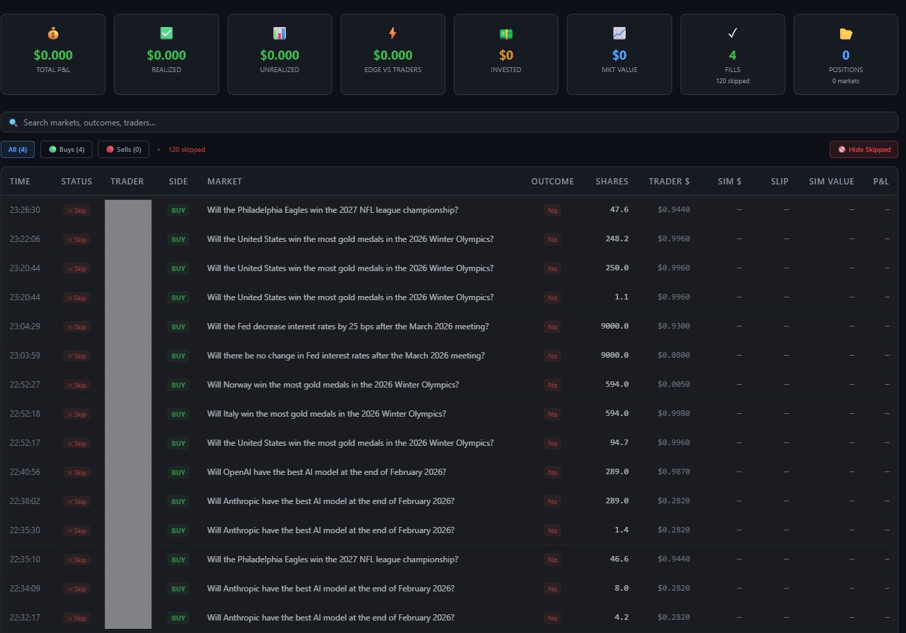Copy Trading Fills Log